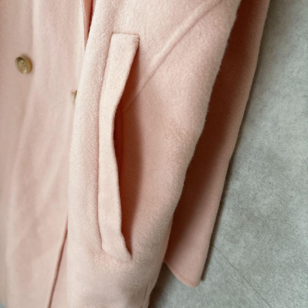 新品未使用品 ノーク ダブルロングリバーコート ピンク サイズ3