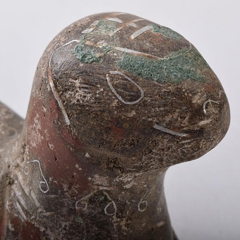 中国　天然石彫刻　銀象嵌彩色　神獣　紙鎮　置物　C　R8592