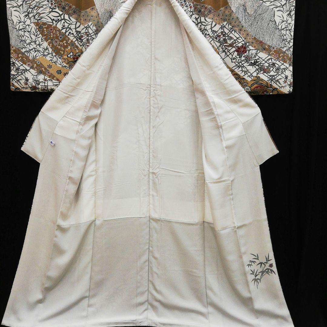 しゃれ訪問着(袷)　(地紙に花鳥 源氏香 花唐草 吉祥紋　ちりめん　ガード加工)