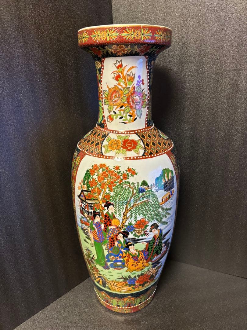 ☘️あぽらす☘️ 薩摩焼 飾り大壺 60cm 金彩色絵 豪華爛漫 美人図画