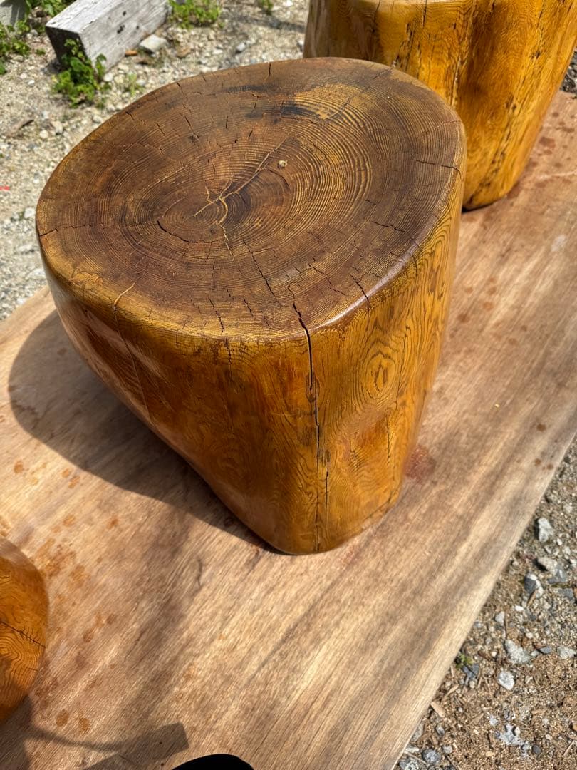 欅（ケヤキ）手作り丸椅子　高さ41cm 直径40cm