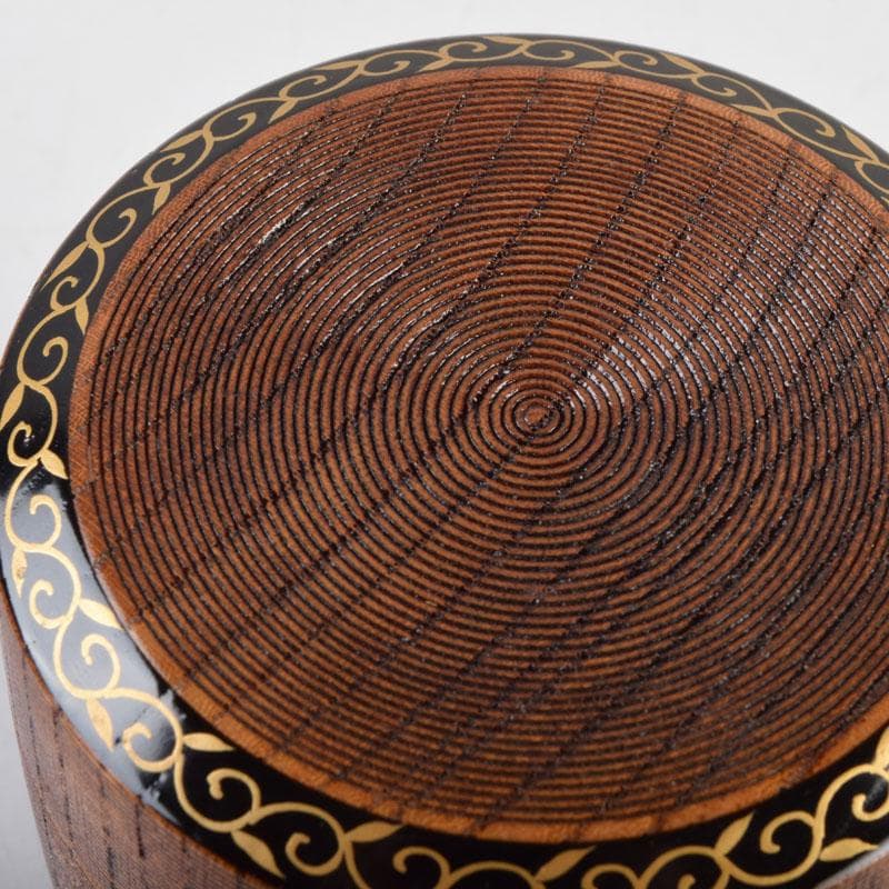 茶道具　塗師　春香作　唐草蒔絵　雪吹茶入　共箱　V　9144