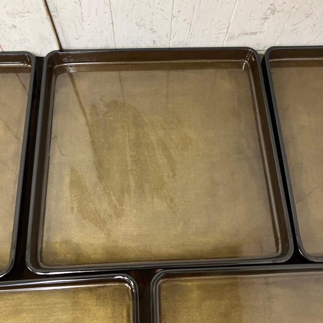 D-4 昭和レトロ 会議膳 膳 御膳5客セット セット売り 四角形 正方形 漆器