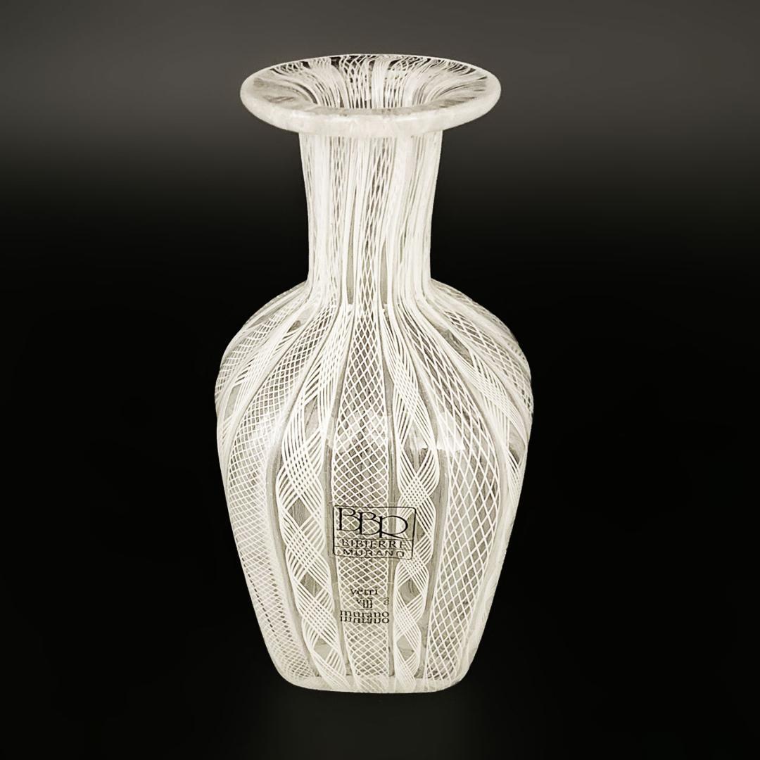 ヴェネチアガラス ムラノ イタリア 花瓶 フィリグラーナ レッティチェロ レース