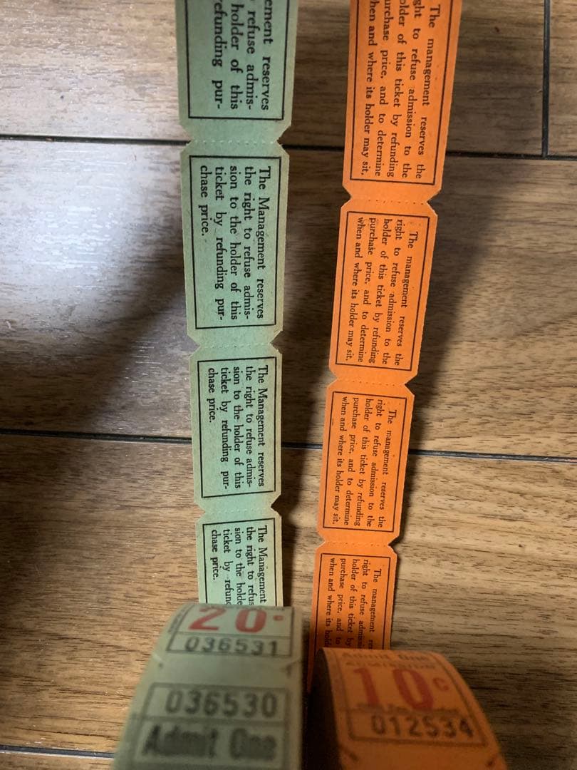 海外紙物　ヴィンテージ 縦タイプ　Admit one 2種　各500枚　在庫少