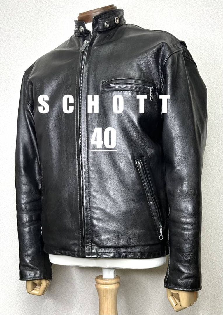 ⑥ schott【40】ライナー付 141米国製◇革ジャンninjaハーレー