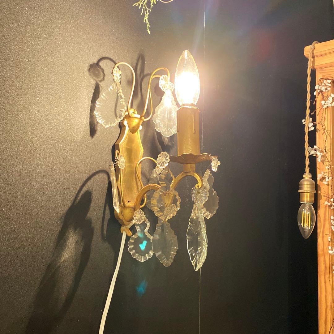 アンティークウォールランプ　ガラスドロップ　1灯