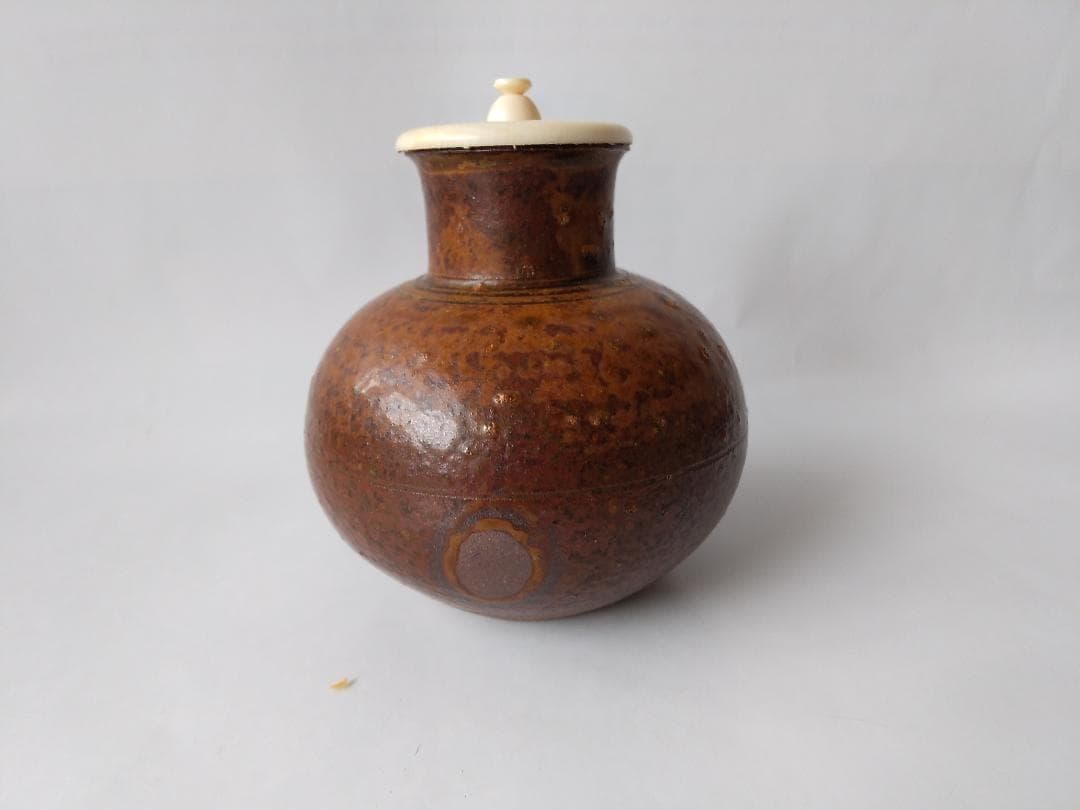 笹田有祥 作 摸 利休丸壺 茶入 唐物 大名物 仕覆 藤種緞子 共箱 栞 新品