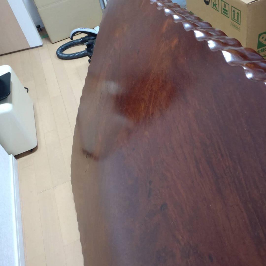 木製 波形縁取り座卓 ダークブラウン