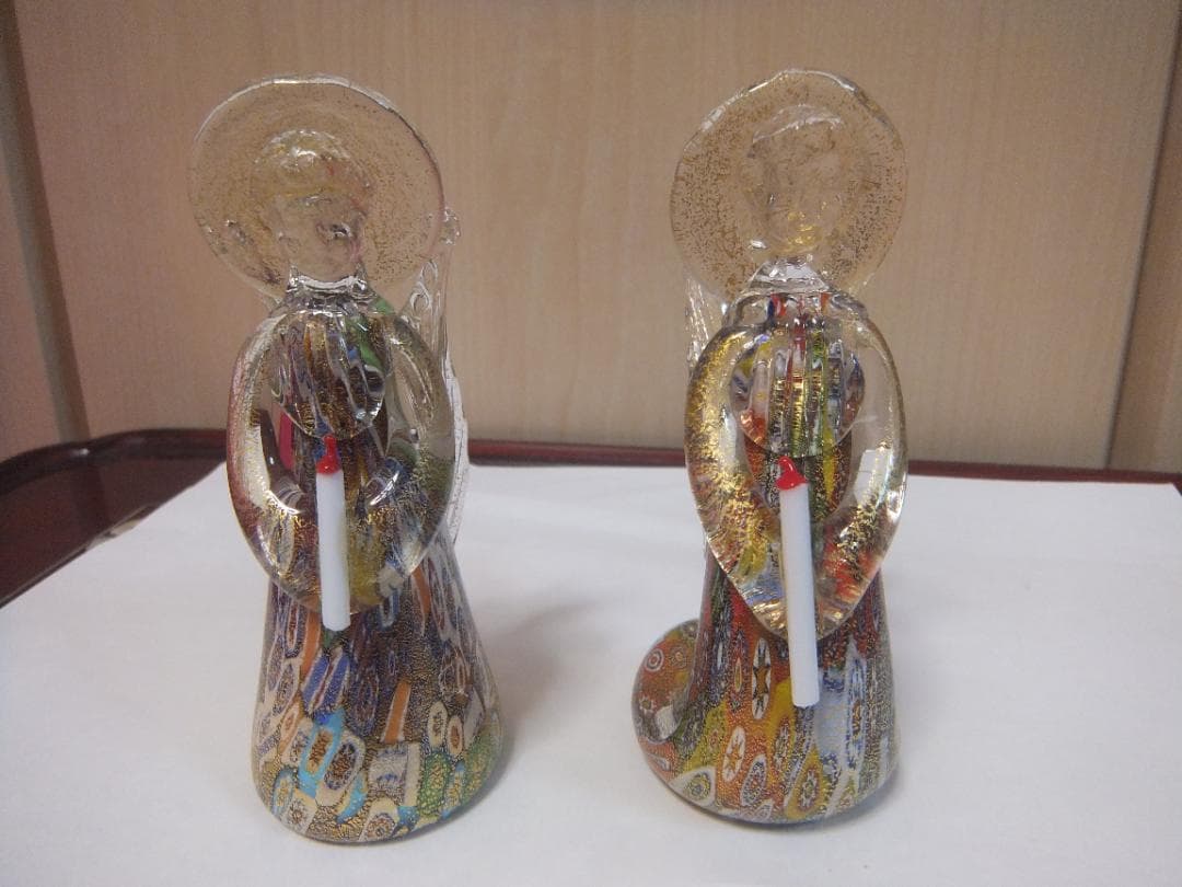 ベネチアングラス、飾り物、天使、ペアー