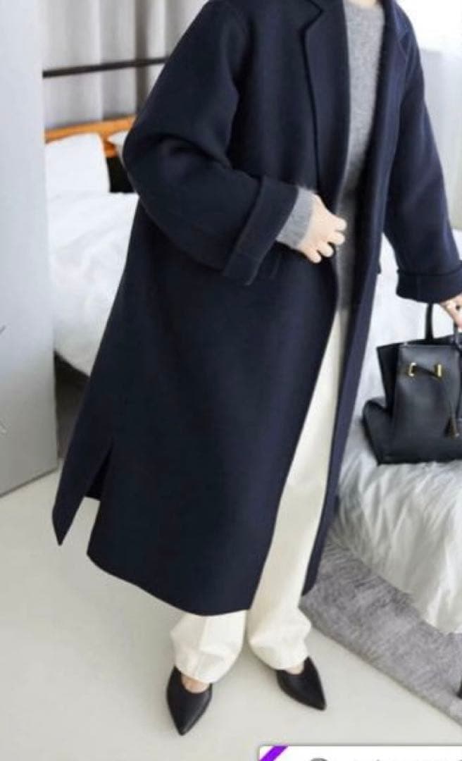 【新品未使用】SLOBE IENA ダブルフェイスチェスターコート36 ネイビー