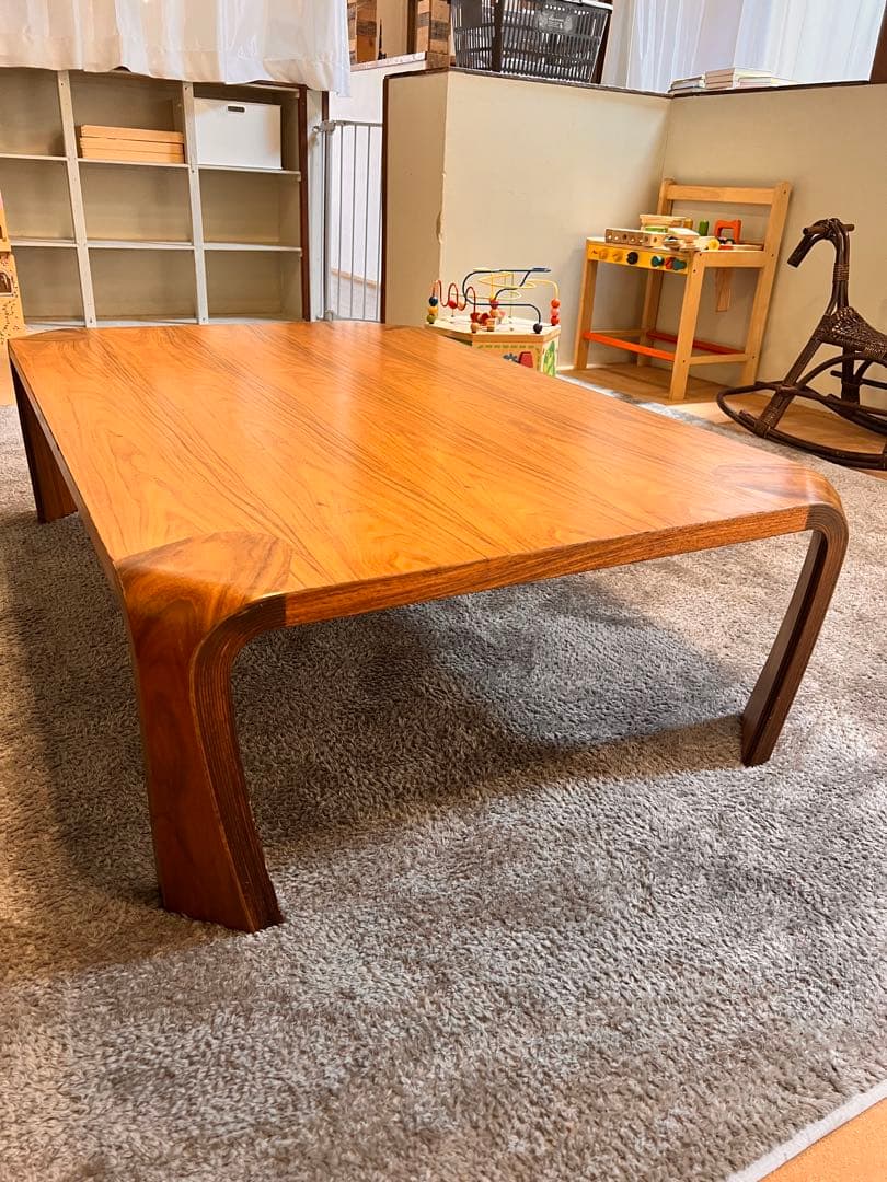 天童木工　木製 長方形テーブル 曲線脚