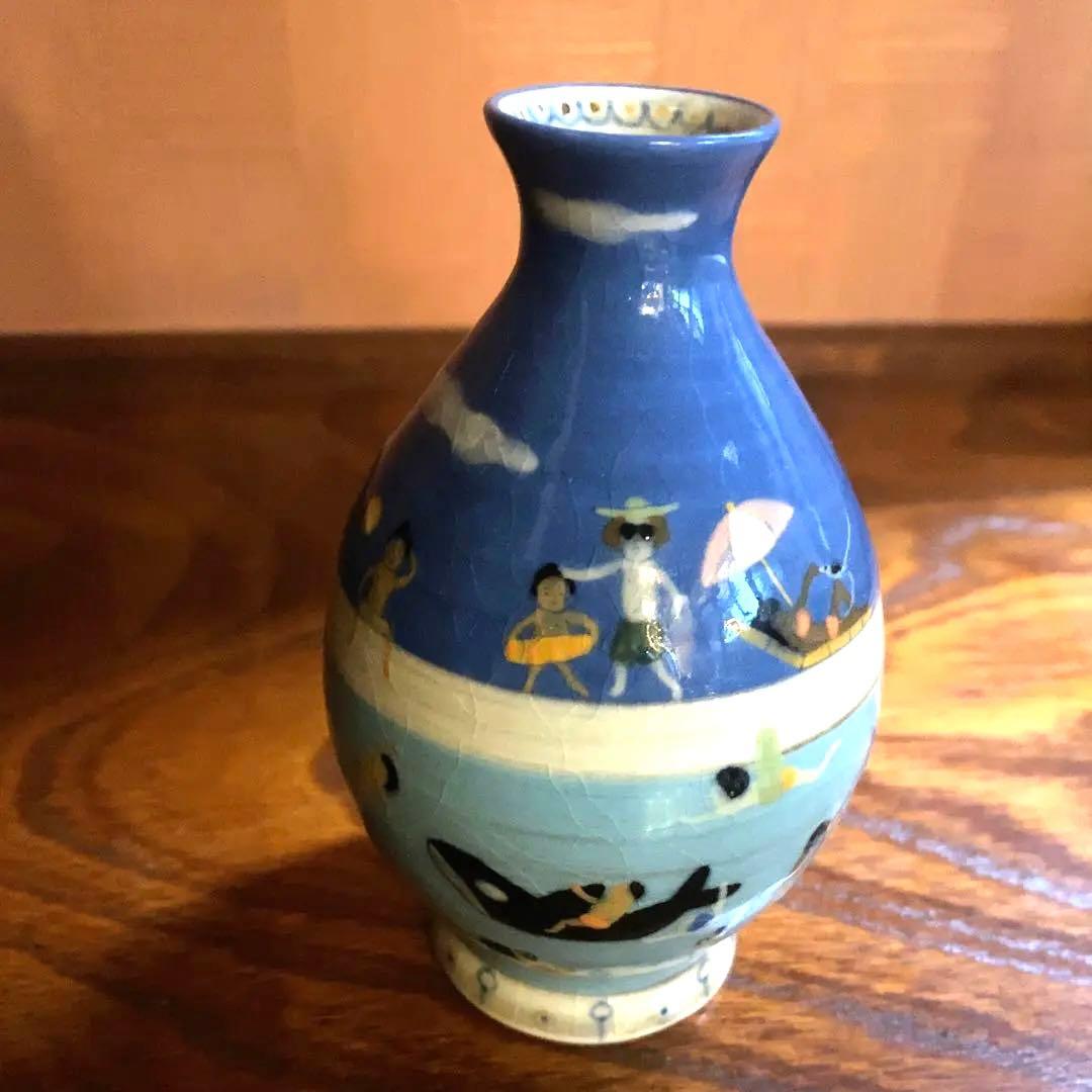 希少！スナフジタチサト作愛らしい遊泳陶芸徳利花器（検Loeweロエベ鹿児島睦