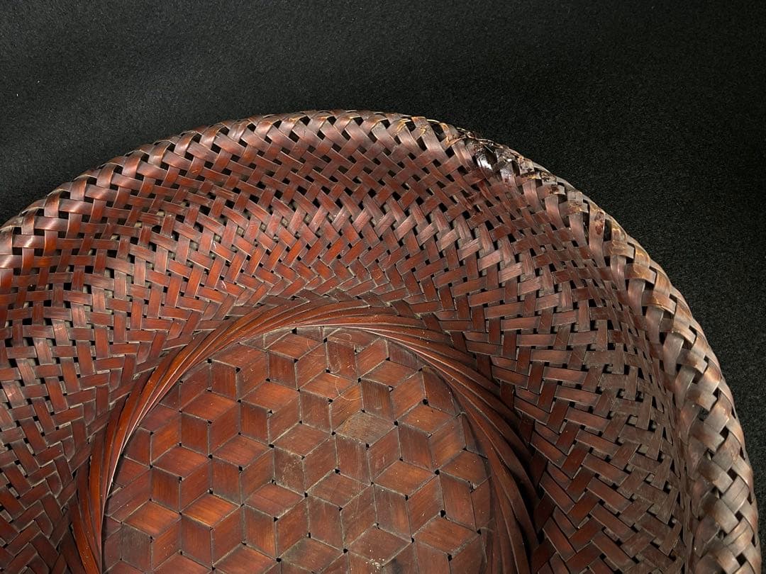 田辺竹雲斎造　竹籠　菓子籠　竹細工　茶道具　煎茶道具　径約28cm
