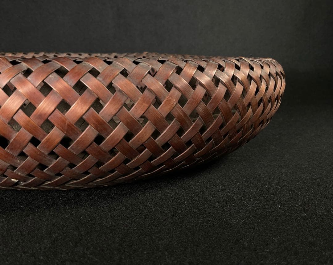 田辺竹雲斎造　竹籠　菓子籠　竹細工　茶道具　煎茶道具　径約28cm