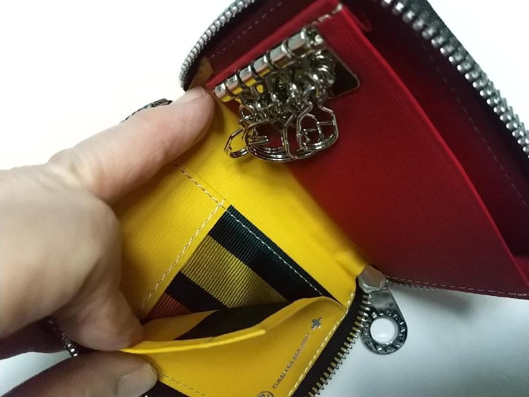 M カステルバジャック キーケース ＲF パス付 ホワイト　グリーン二つ折り財布