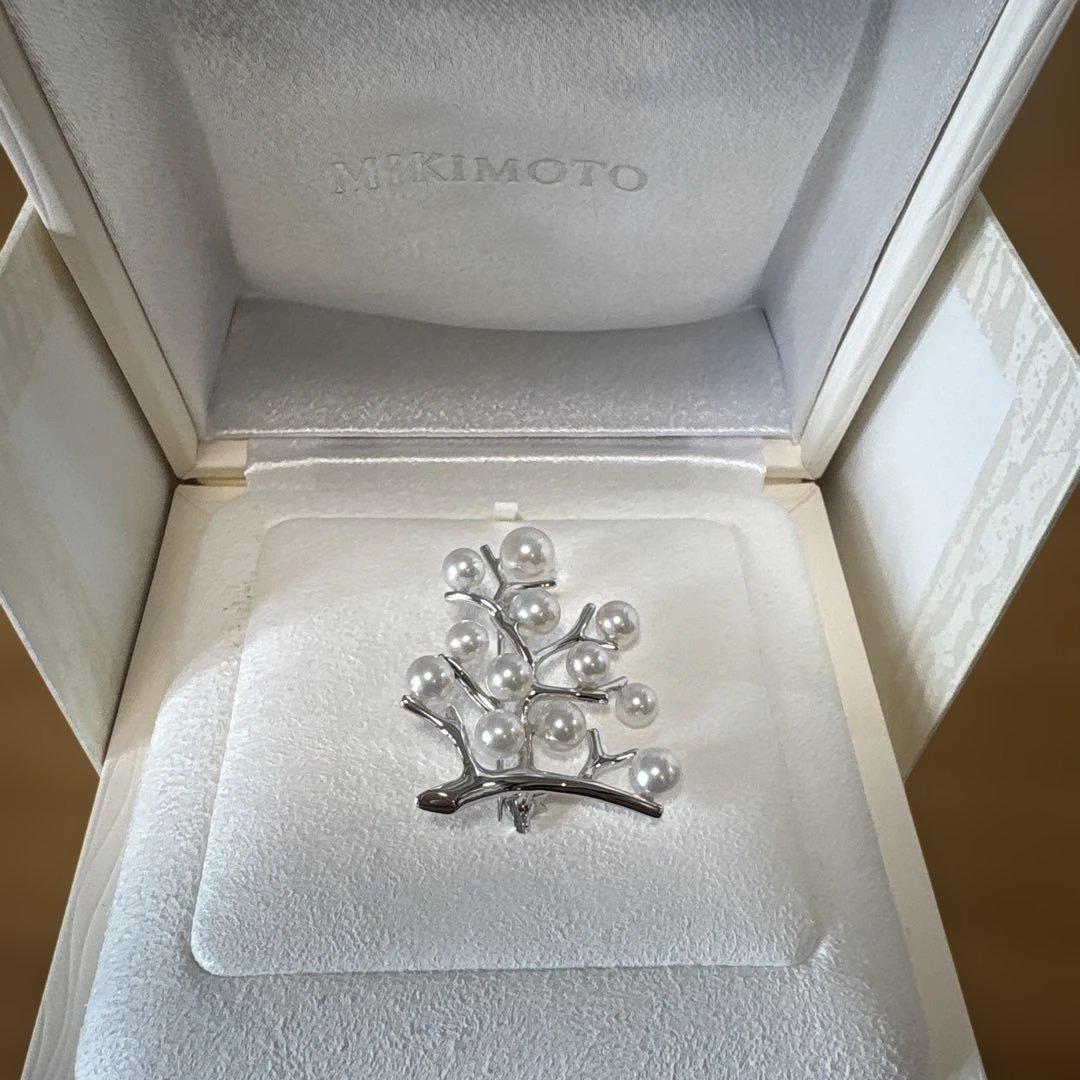 MIKIMOTOパールブローチ　幸福の木　シルバー