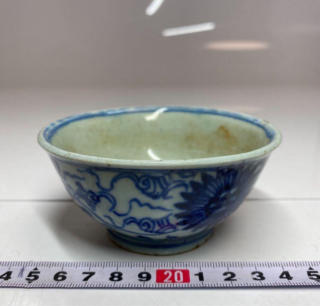 中国明時代 青花古染付小碗 皿・鉢 サイズ9.6cm