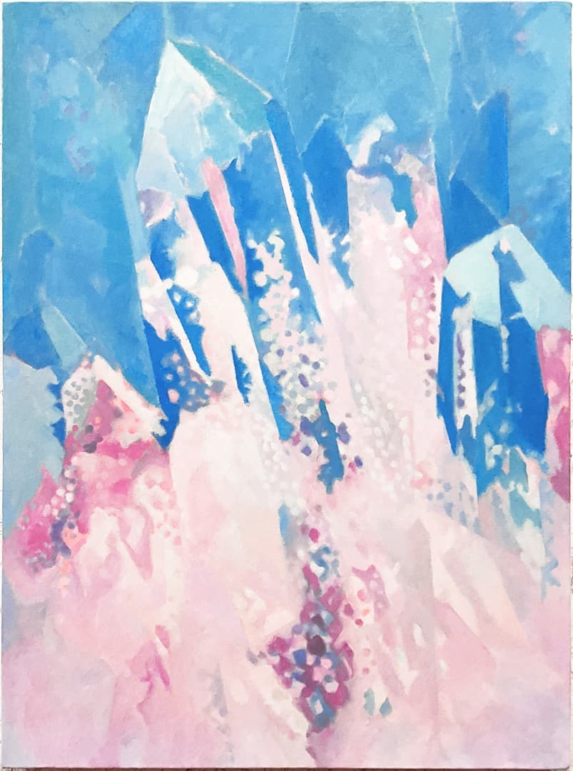 絵画 860 油絵/抽象画風/自然の造形/天然水晶/P15号