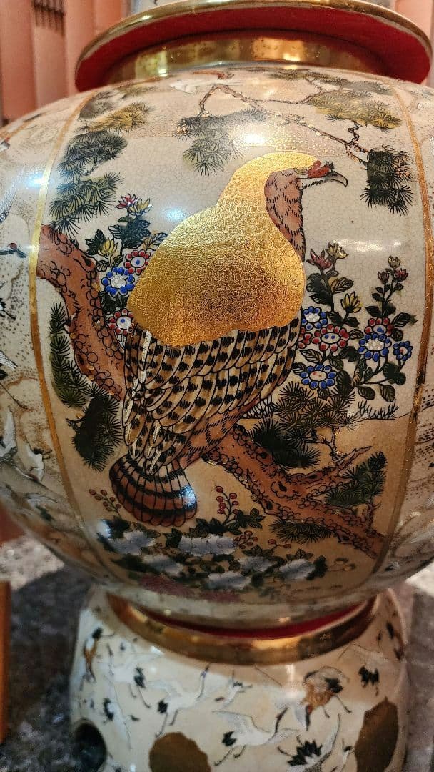 薩摩焼 特大 飾り壺 大壺 金襴手 金彩