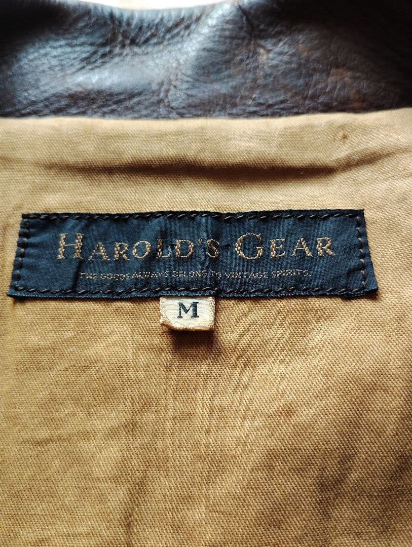 HAROLD'S GEAR ブラウンレザーシングルライダースジャケット M