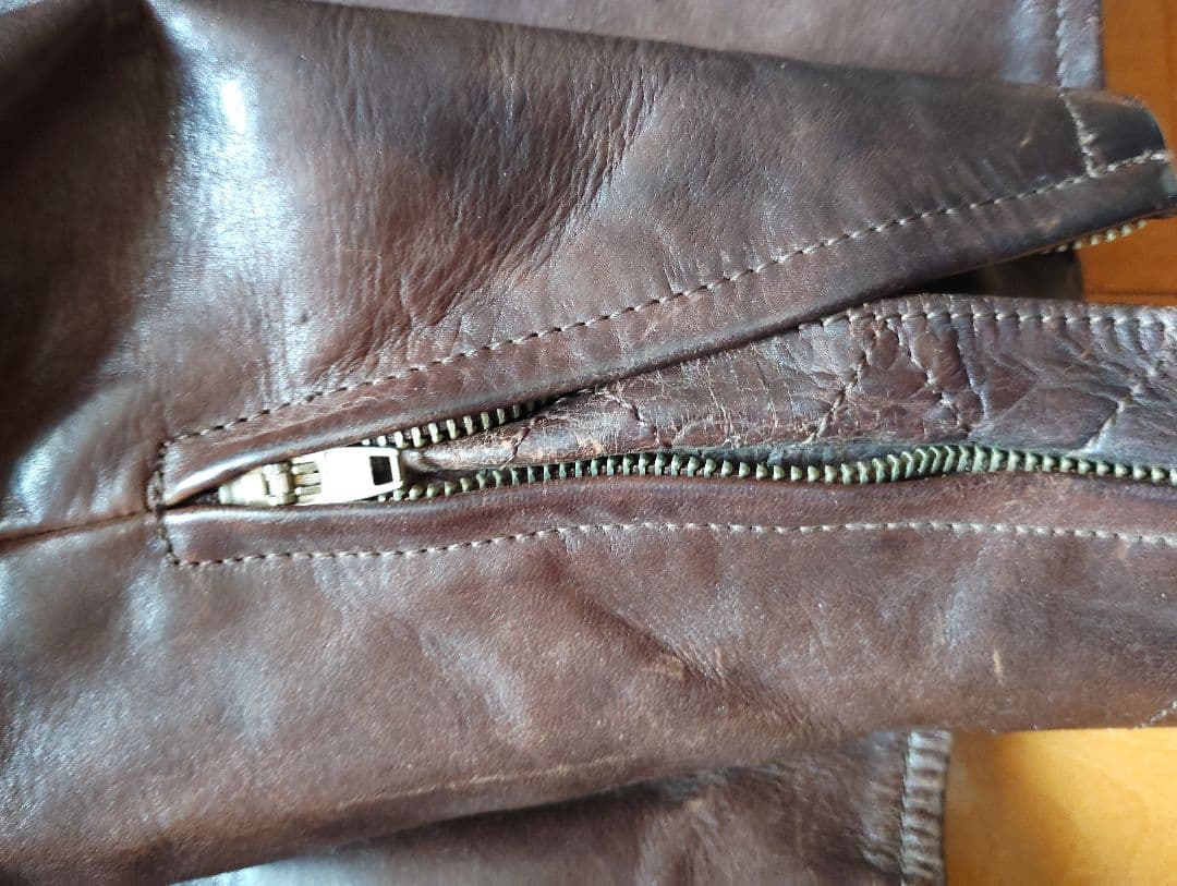 HAROLD'S GEAR ブラウンレザーシングルライダースジャケット M