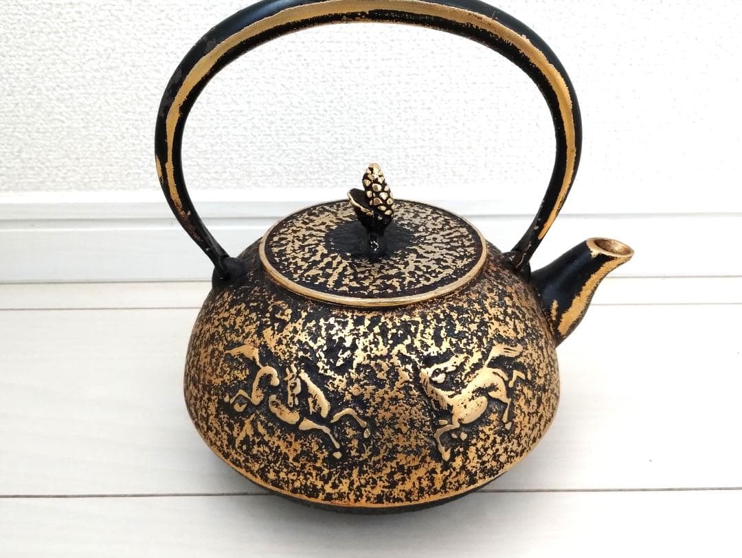 南部鉄器 鉄瓶　美濃華林作 南部岩鋳 純金着