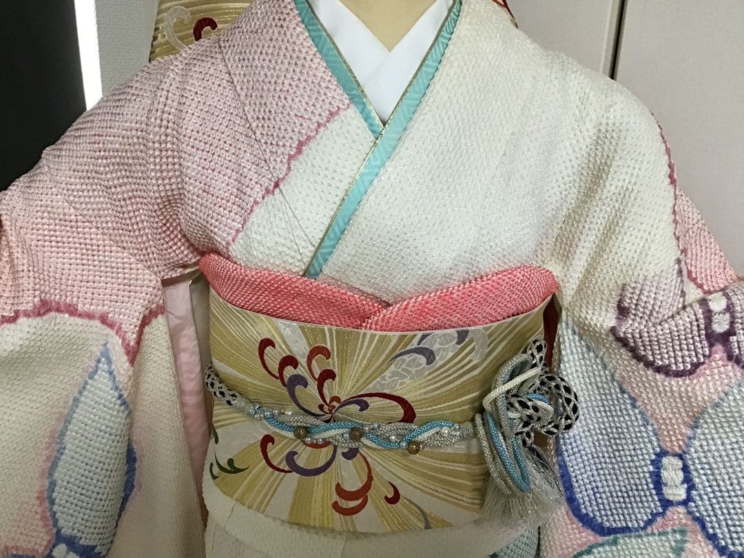 清楚な総絞り　正絹振袖　5点セット＋正絹長襦袢 振袖フルセット