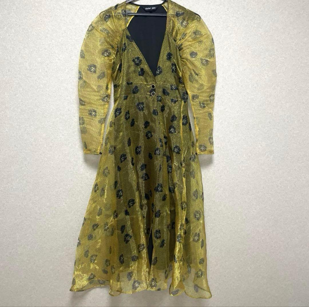 sister jane ゴールド花柄パーティードレス