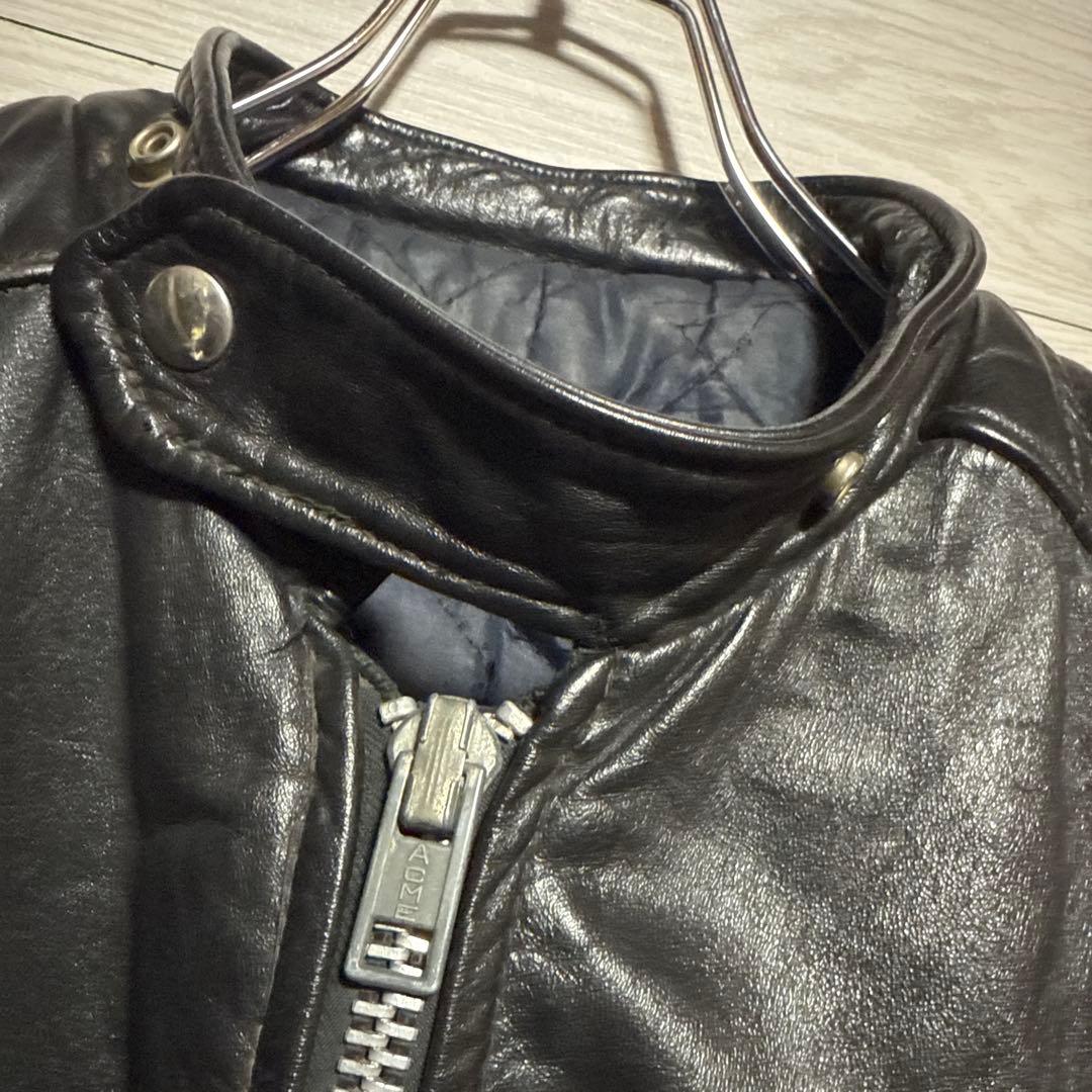 80s ヴィンテージ 本革 パデット 肉厚 シングルライダース モーターサイクル