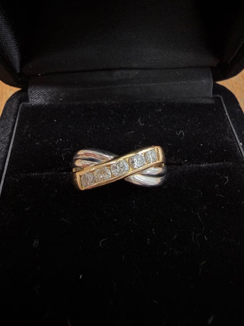 限定値下げ【訳あり】0.5ctダイヤモンドK18YG PT900コンビリング