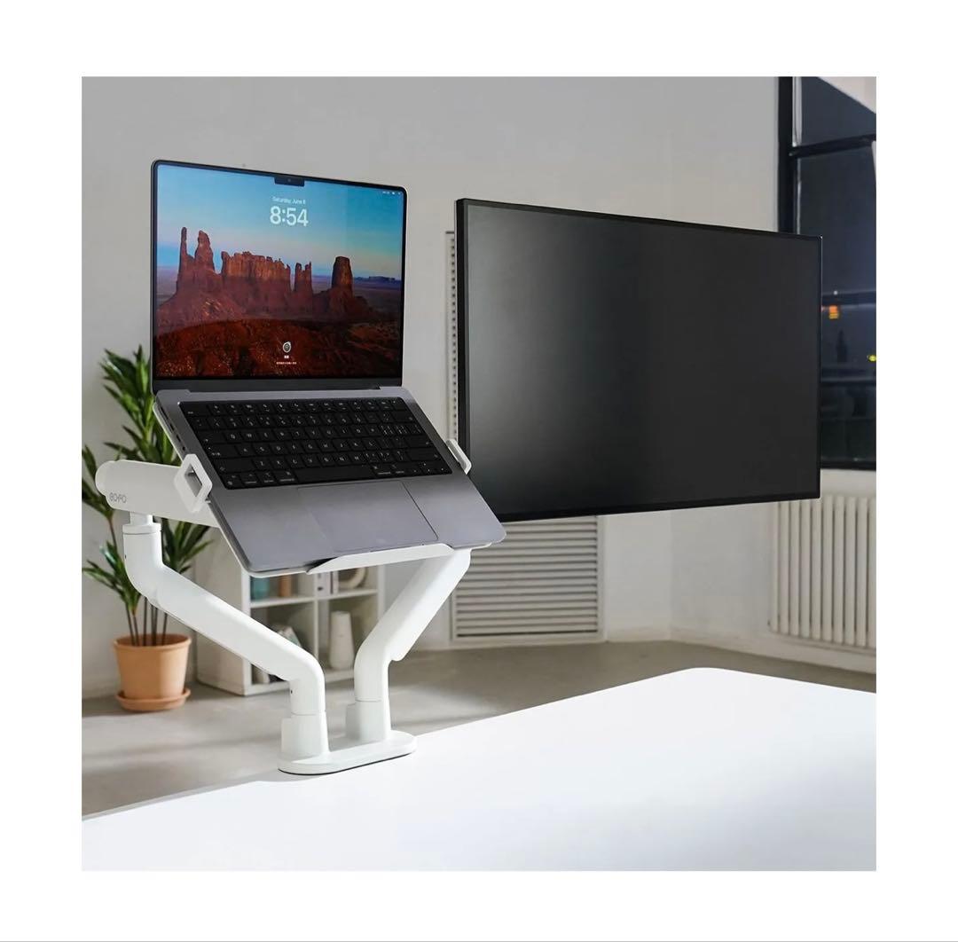 COFO 無重力モニターアームPro デュアル白 PCホルダー付 美品