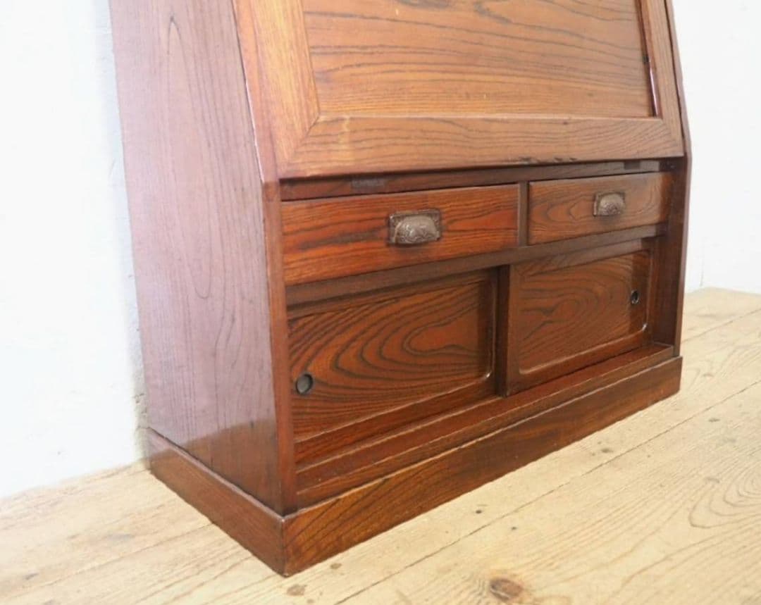 1095 アンティーク　欅のライティングデスク　帳場机　文机　テーブル　レトロ