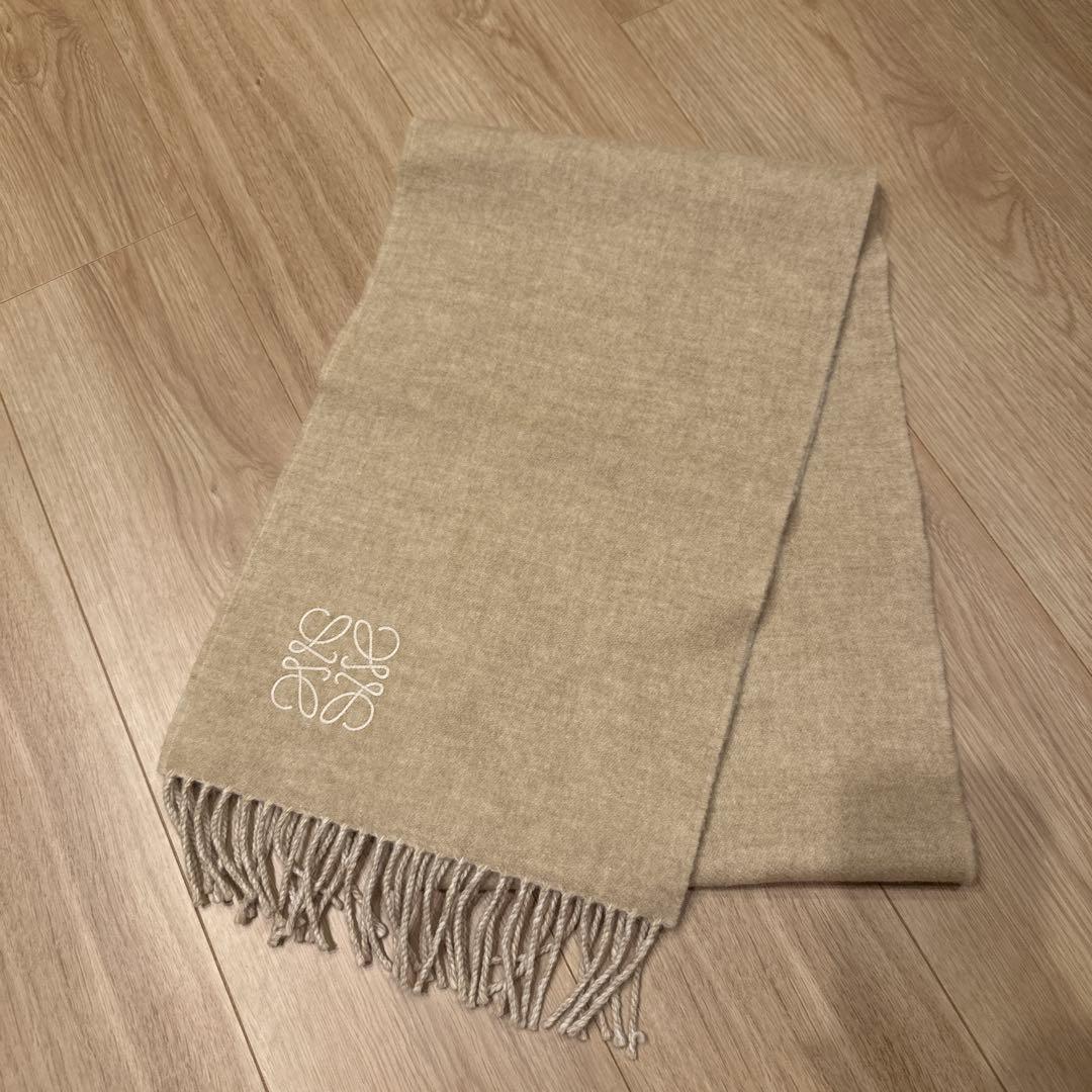 【値下げ中】Loewe ベージュ バイカラーウールカシミヤマフラー