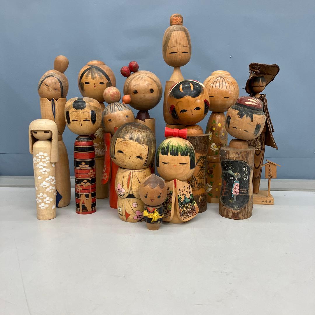 D-3 創作こけし まとめ売り 14体セット 伝統工芸品 郷土玩具 昭和レトロ