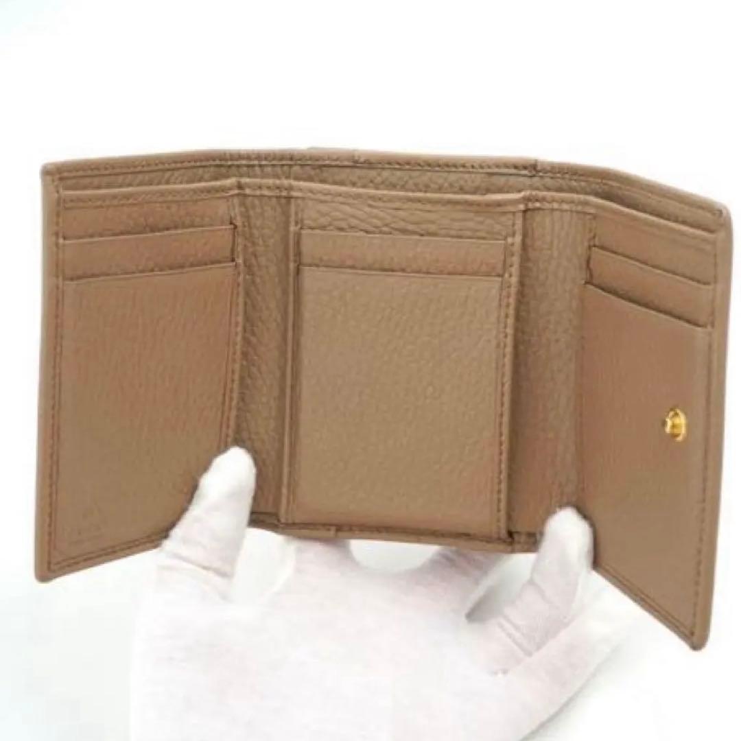 【ほぼ未使用】GUCCI ミニ財布　マーモント　三つ折り　GGロゴ 刻印
