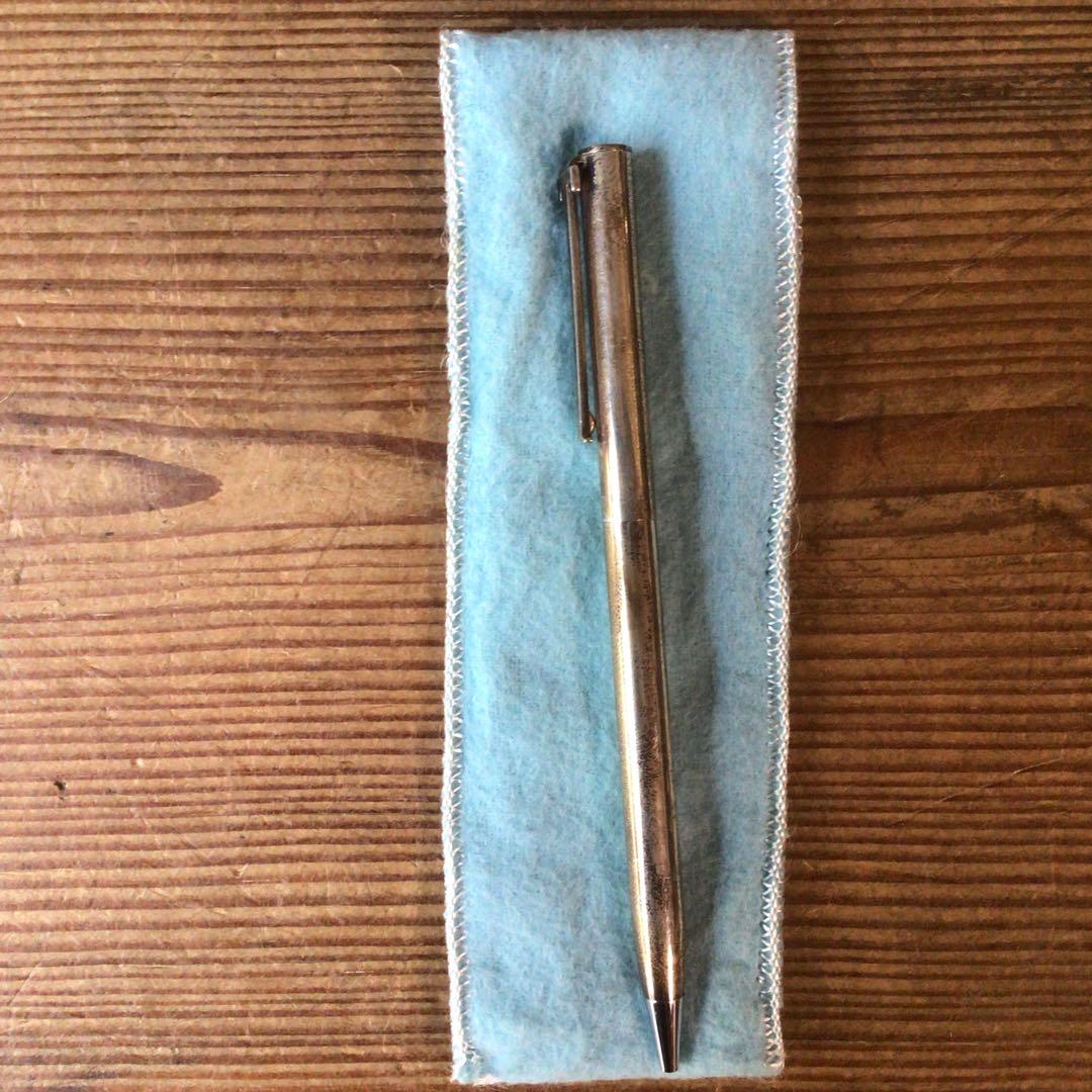 No4384 ティファニー　ボールペン　シルバー　布ケース　元箱付　送料無料