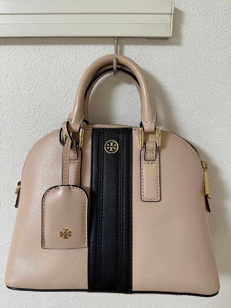 【保存袋付き】 トリーバーチ 2way ベージュ ブラック ハンド ショルダー