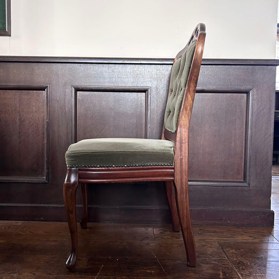 アンティーク 猫足 ベロアチェア/ベルベットチェア