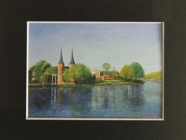 大津英敏、【デルフトの眺め】、希少な限定額装用画集画、新品高級額 額装付