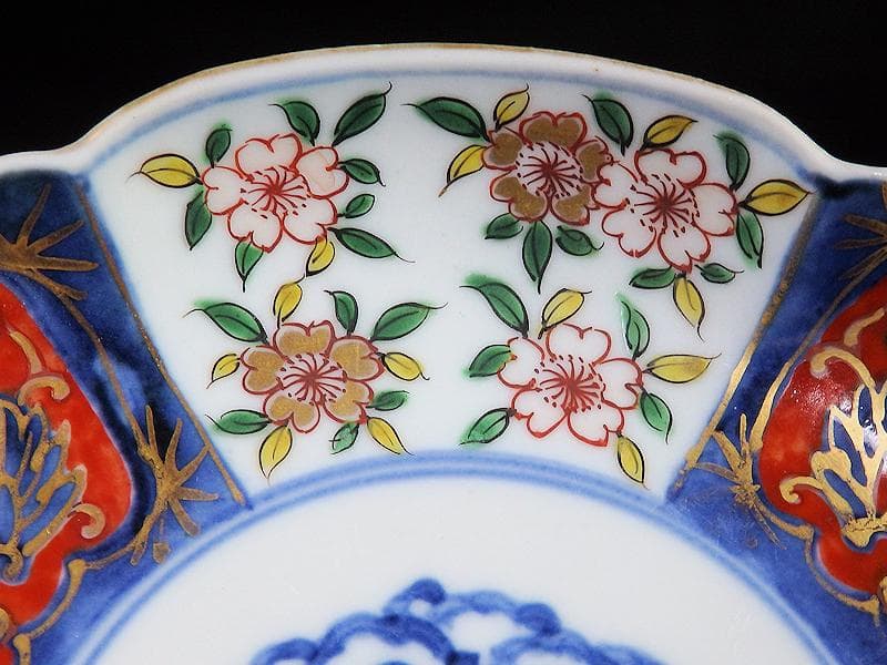 大聖寺伊万里　金襴手　桜に払子の図　４寸半皿　４枚　C351AS-AFf