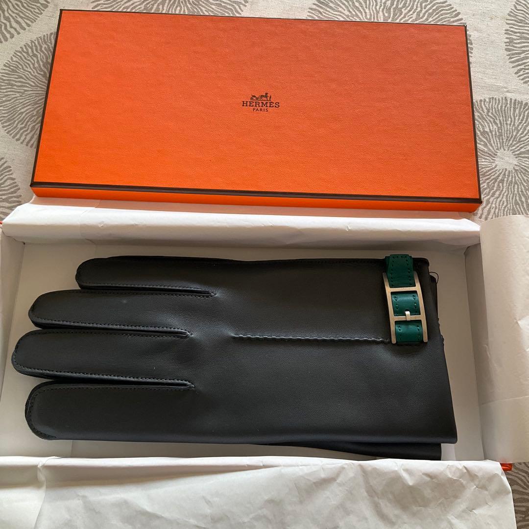 HERMES エルメス　レザーグローブ グレー　サイズ8.5