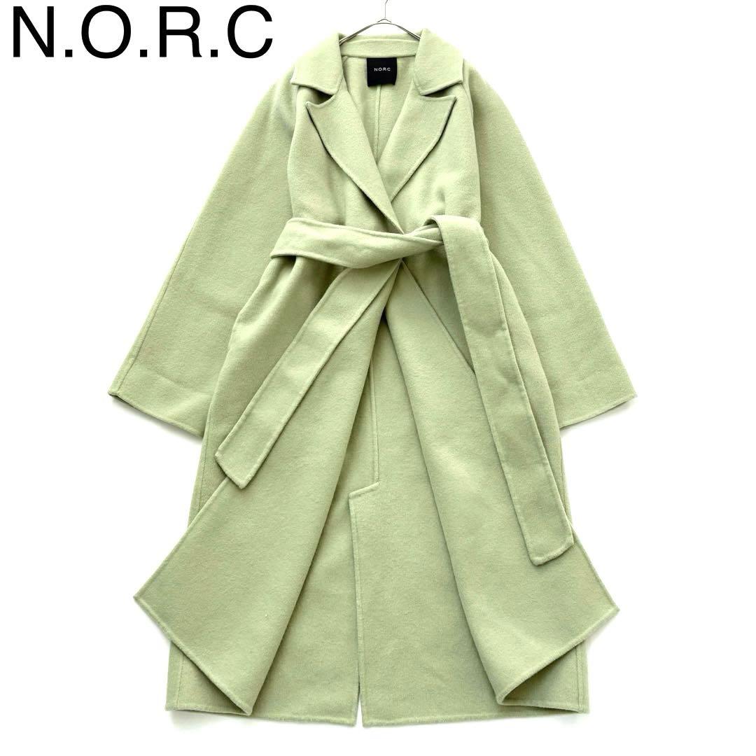 1089y 美品 ノーク ロングウールチェスターコート ライトグリーン M