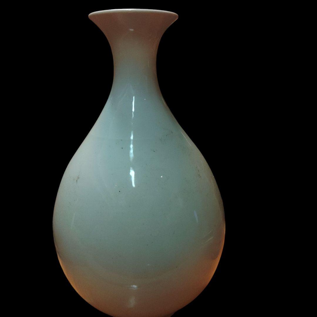 中国美術　景徳鎮写　白磁鶴首花瓶