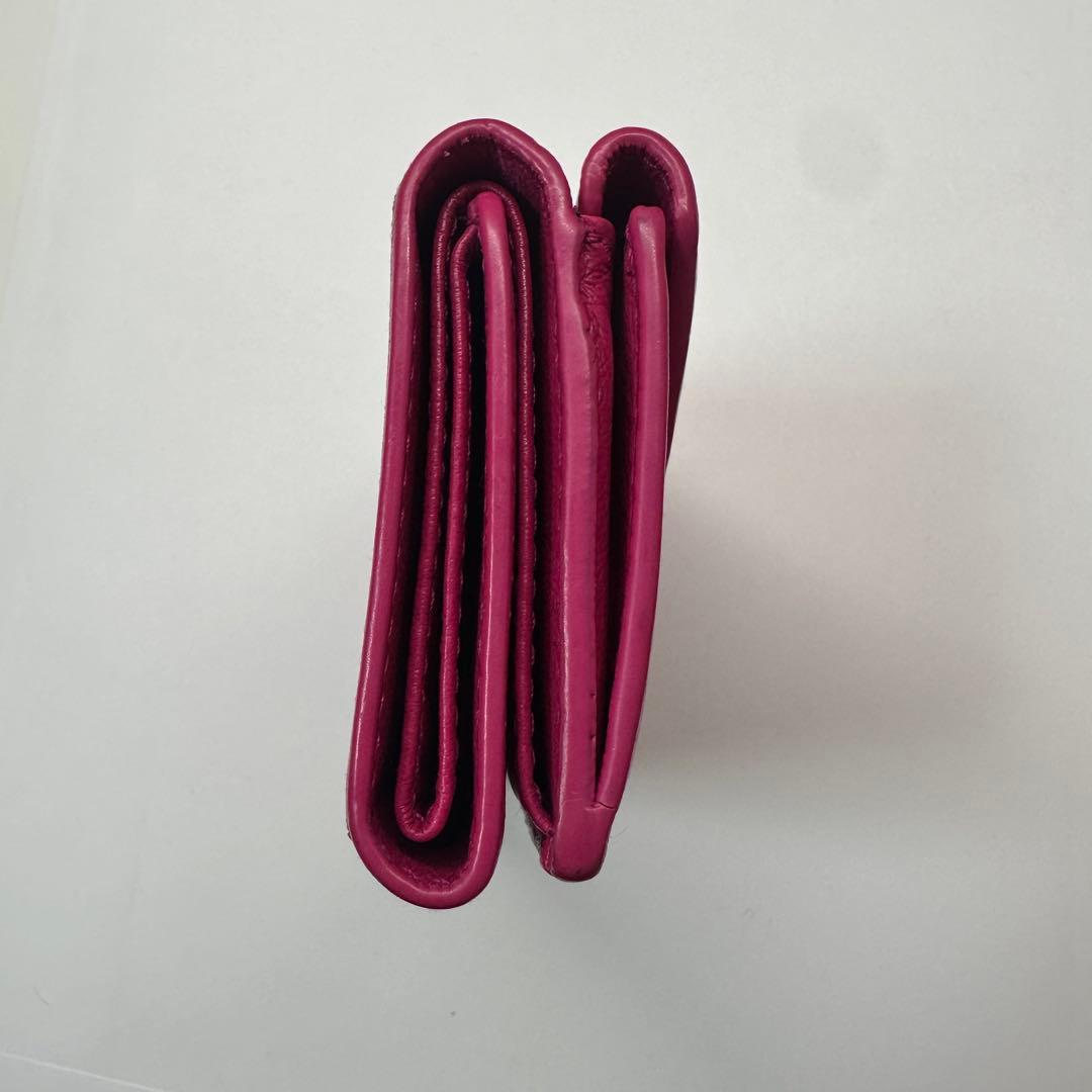 ほぼ未使用　バレンシアガbalenciagaペーパー ミニウォレット三つ折り　桃