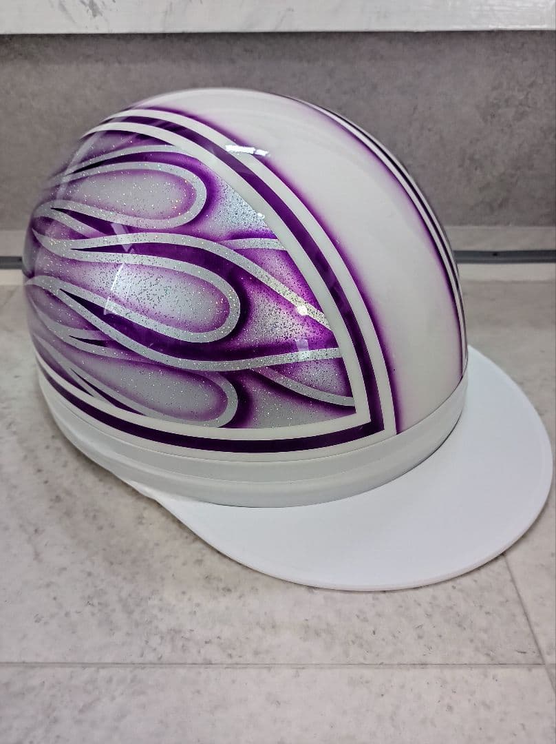 カスタムコルク半　白✘Candyパープルファイヤー　七色ラメ