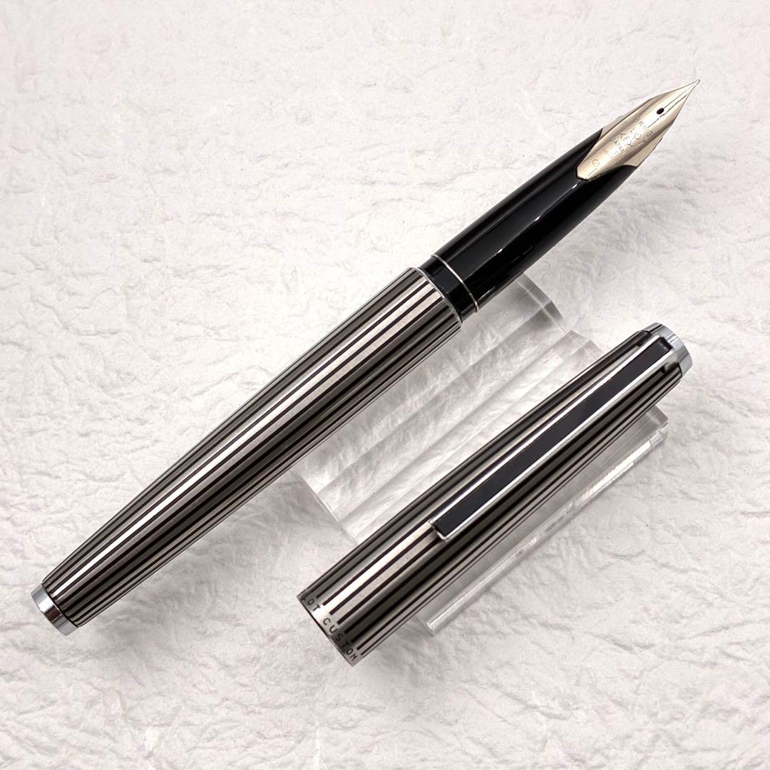 PILOT パイロット カスタム 万年筆 18KWGペン先 ストライプ柄 細字F