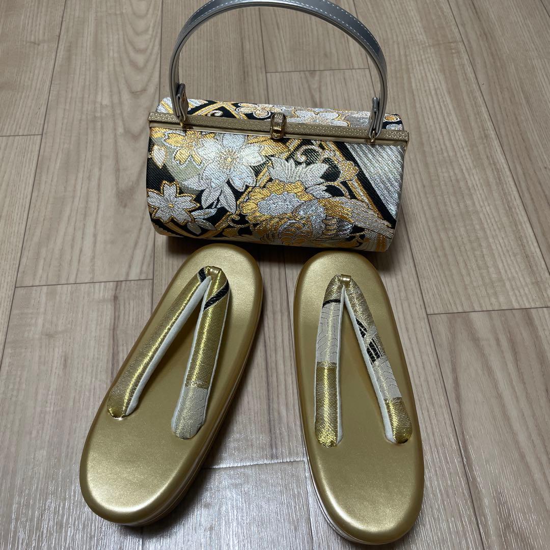 和装用バッグとゴールド草履のセット