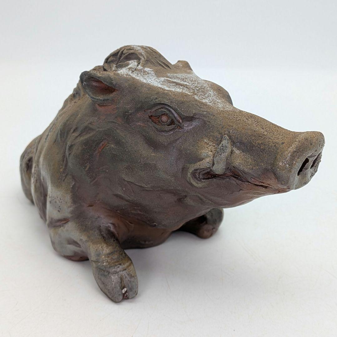 廬山窯 武用君彦 備前焼 干支置物「癸亥」 共箱共布 亥年 猪 イノシシ 伏香炉