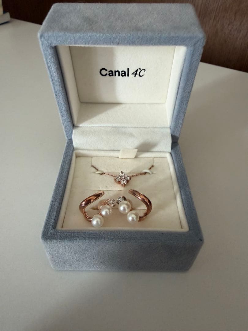 Canal 4C パールクリスタルピアスネックレスセット